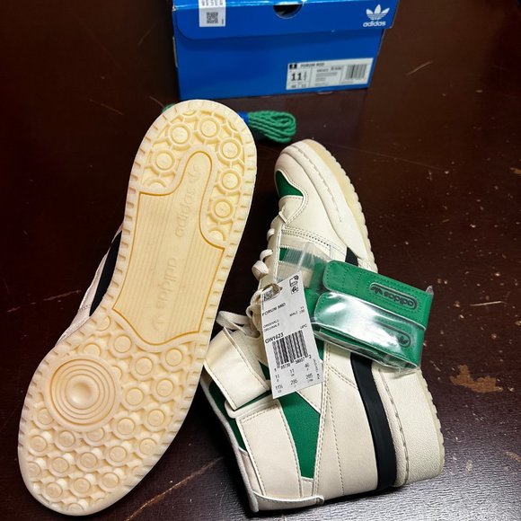 Adidas Mens White Green Forum Mid GW1623 Lace Up Sneaker Shoes Size US 11.5 - Picture 3 of 4